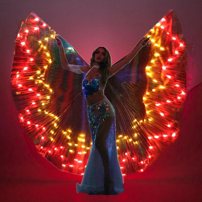 SHINYOU SHINYO LED Isis Wings Glow Light Up Belly Dance Wing Club Dress For Party Halloween Rave Performance Clothing Carniva (Flame) - Image 2